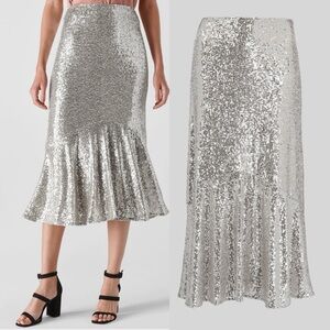 💫 Silver Sequin Midi skirt - NEW 💫